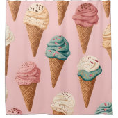 Retro  Ice Cream Cone Pattern Douchegordijn (Voorkant)