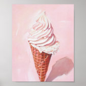Retro Ice Cream Cone Pink Painting Poster, Poster (Voorkant)
