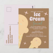 Retro Ice Cream Cone Social Flyer-uitnodiging Briefkaart (Voorkant / Achterkant)