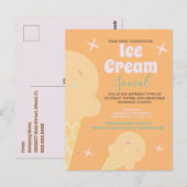 Retro Ice Cream Cone Social Flyer-uitnodiging Briefkaart (Voorkant / Achterkant)