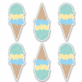 Retro Ice Cream Cones Blauw en Groen Sticker (Voorkant)