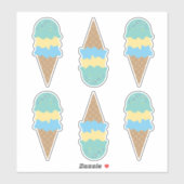 Retro Ice Cream Cones Blauw en Groen Sticker (Vel)