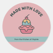 Retro Ice Cream Gemaakt met Love Label Sticker (Voorkant)
