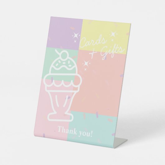 Retro Ice Cream Kaarten & Geschenken Reclamebord Met Voetstuk (Voorkant)