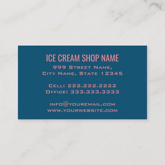 Retro Ice Cream Parlor | Roze Sundae | Ice Cream Visitekaartje (Achterkant)