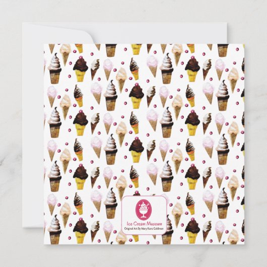 Retro Ice Cream Party met de hand geïllustreerd Kaart (Achterkant)