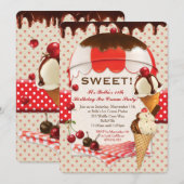 Retro Ice Cream Party Uitnodiging (Voorkant / Achterkant)