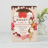 Retro Ice Cream Party Uitnodiging (Staand voorkant)