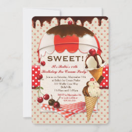 Retro Ice Cream Party Uitnodiging