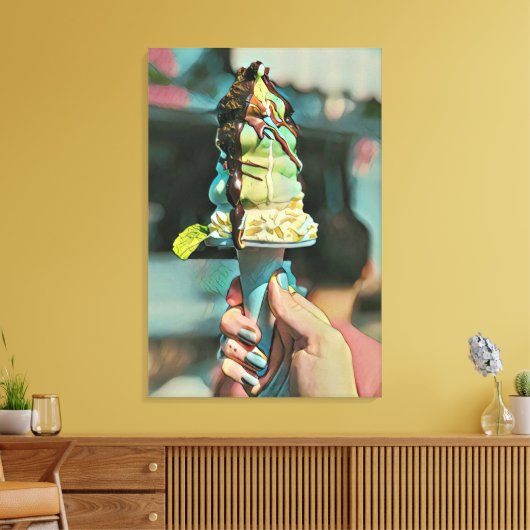 Retro ice cream popsicle canvas afdruk (Insitu (Woonkamer))