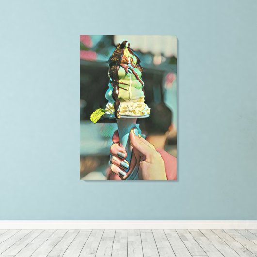 Retro ice cream popsicle canvas afdruk (Insitu (Houten vloer))