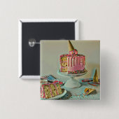 Retro ice cream popsicle vierkante button 5,1 cm (Voorkant /achterkant)