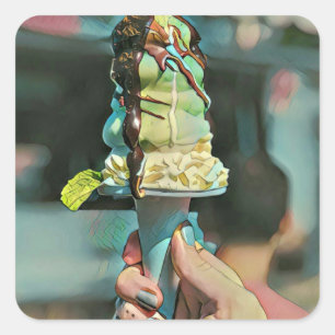 Retro ice cream popsicle vierkante sticker