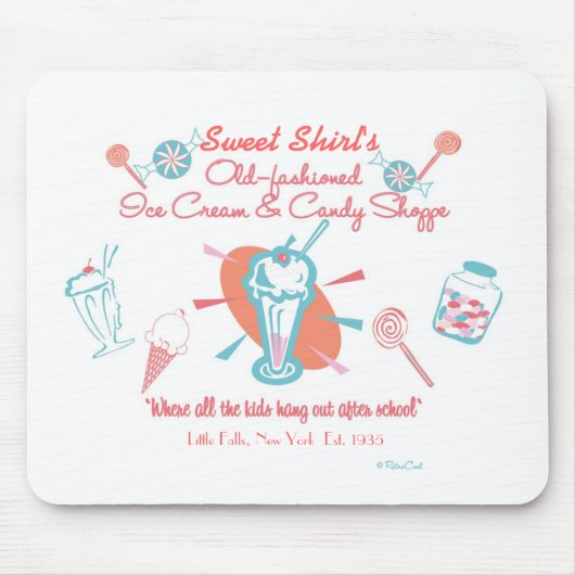 Retro Ice Cream & Snoep Shoppe Muismat (Voorkant)