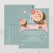 Retro Ice Cream Social Flyer-uitnodiging Briefkaart (Voorkant / Achterkant)