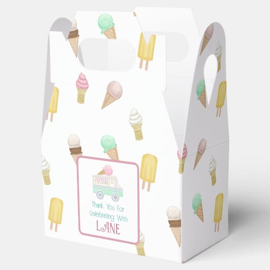 Retro Ice Cream Sociale Ice Cream Kegels Favor Box Bedankdoosjes (Geopend)