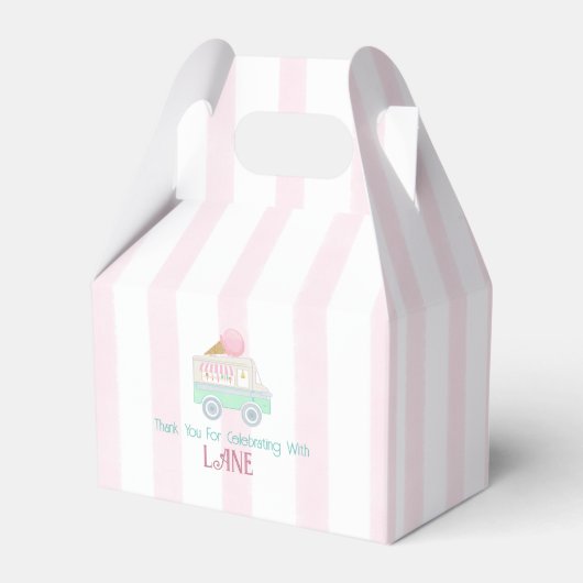Retro Ice Cream Sociale Ice Truck Favor Box Bedankdoosjes (Voorkant Zijde)