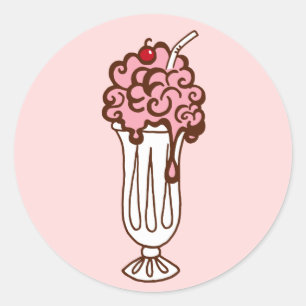 Retro Ice Cream Soda Party Stickers