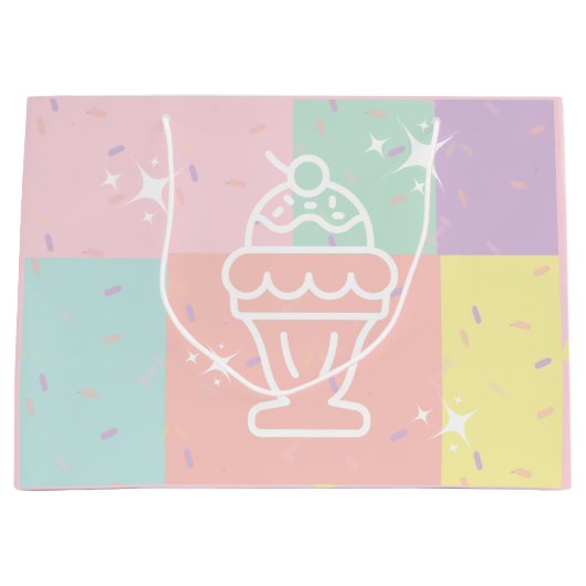 Retro Ice Cream Sundae Gift Bag Groot Cadeauzakje (Voorkant)