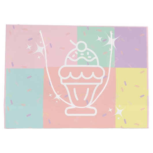Retro Ice Cream Sundae Gift Bag Groot Cadeauzakje (Achterkant)