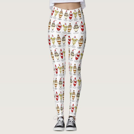 Retro Ice Cream Sundaes Leggings (Voorkant)