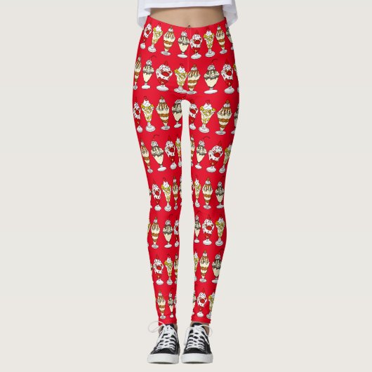 Retro Ice Cream Sundaes Leggings (Voorkant)