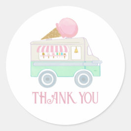 Retro Ice Cream Truck Verjaardagsfeest Dank u Ronde Sticker