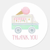 Retro Ice Cream Truck Verjaardagsfeest Dank u Ronde Sticker (Voorkant)