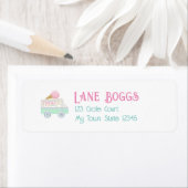 Retro Ice Cream Truck Verjaardagsfeestje Etiket (Insitu)