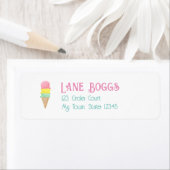 Retro Ice Cream Truck Verjaardagsfeestje Etiket (Insitu)