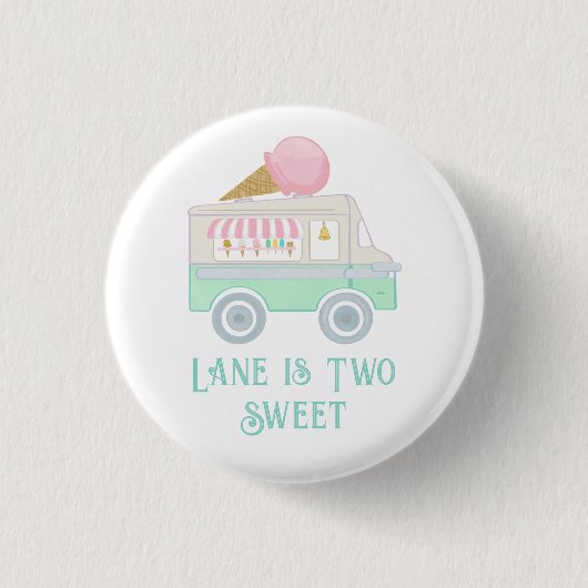 Retro Ice Cream Truck Verjaardagsfeestje Ronde Button 3,2 Cm (Voorkant)