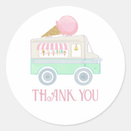 Retro Ice Cream Truck Verjaardagsfeestje Ronde Sticker