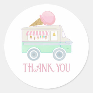 Retro Ice Cream Truck Verjaardagsfeestje Ronde Sticker