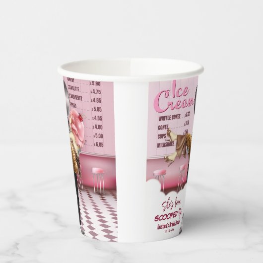 Retro Ice Cream Vrijgezellenfeest Opgerold Papieren Bekers (Links)