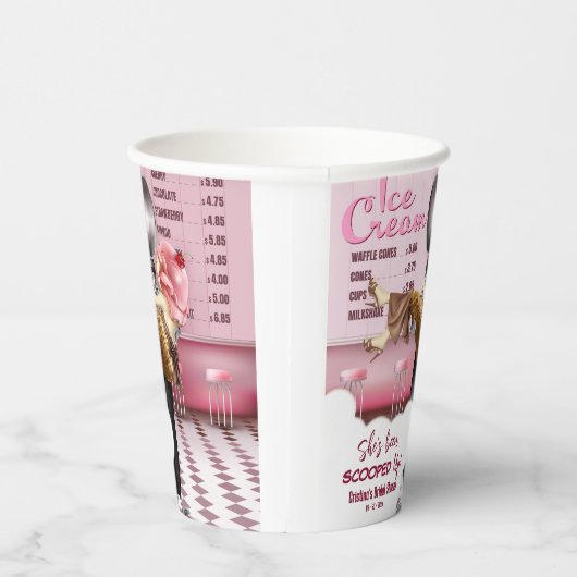 Retro Ice Cream Vrijgezellenfeest Opgerold Papieren Bekers (Rechts)