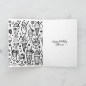 Retro Ice Cream Zondag en Kleurplaat Verjaardag Kaart (Binnen)