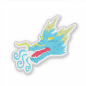 Retro Ice Dragon Sticker (Voorkant)