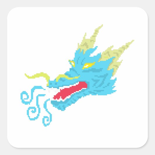 Retro Ice Dragon Vierkante Sticker (Voorkant)