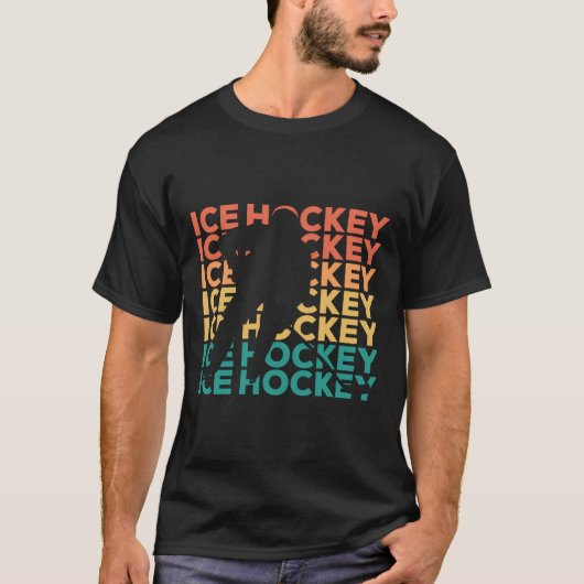 Retro  Ice Hockey Cadeau voor Ice Hockey Plak T-shirt (Voorkant)