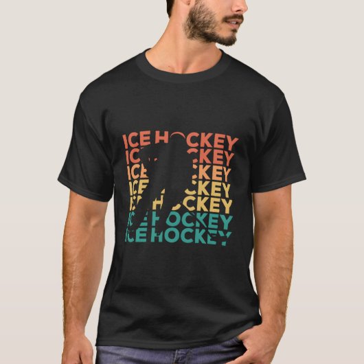 Retro  Ice Hockey Cadeau voor Ice Hockey Plak T-shirt (Voorkant)