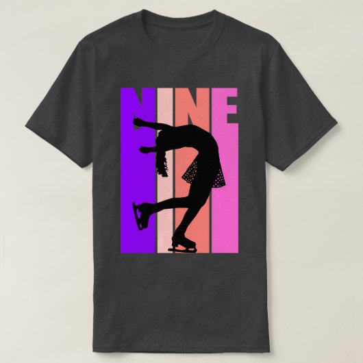 Retro Ice Skating Girls 9th Birthday Figure Skater T-shirt (Design voorkant)