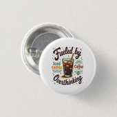 Retro Iced Coffee en Overdenken Funny Grafisch Ronde Button 3,2 Cm (Voorkant /achterkant)