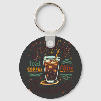 Retro Iced Coffee en Overdenken Funny Grafisch Sleutelhanger