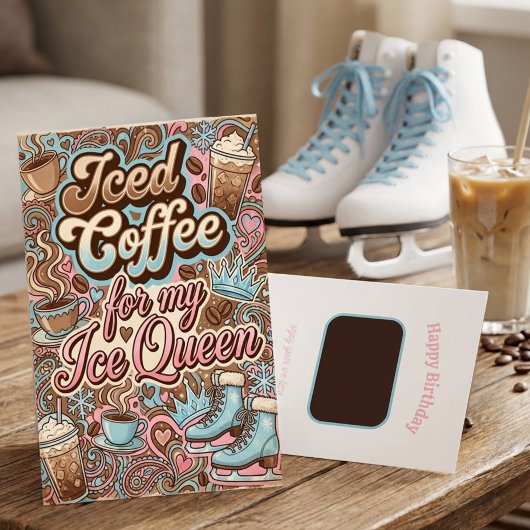 Retro Iced Coffee Ice Queen Cadeaukaarthouder Kaart