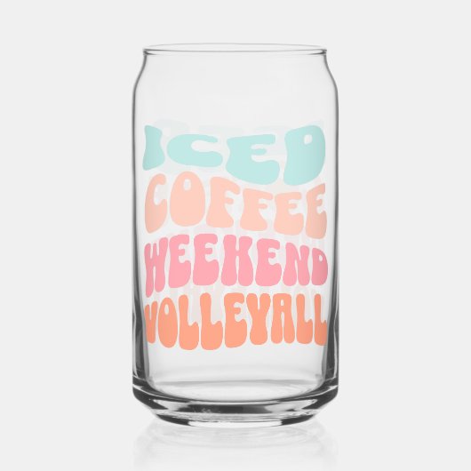 Retro Iced Coffee Weekend Volleybal Blikvorm Glas (Achterkant)