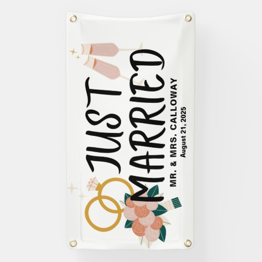 Retro Iconen Gewoon Getrouwd Auto Banner (Verticaal)