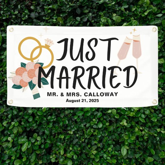 Retro Iconen Gewoon Getrouwd Auto Banner