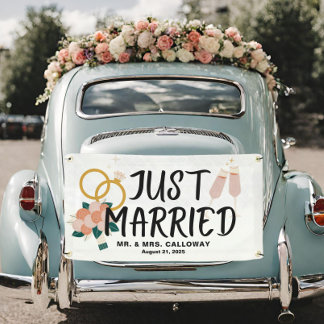 Retro Iconen Gewoon Getrouwd Auto Banner