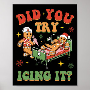 Retro icu-verpleegster Kerstmis gingerbread heb je Poster