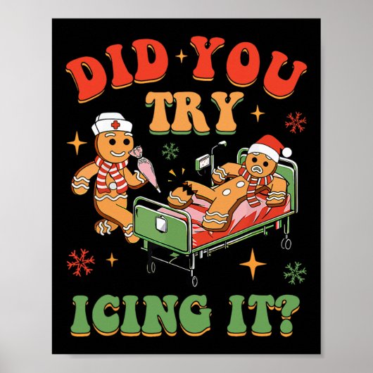 Retro ICU Verpleegster Kerstmis Gingerbread Heb je Poster (Voorkant)